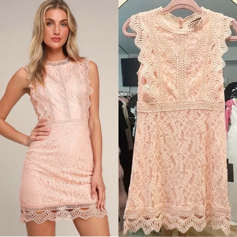 NWOT Lulus My‎ Sweetheart Blush Pink Lace Mini Dress